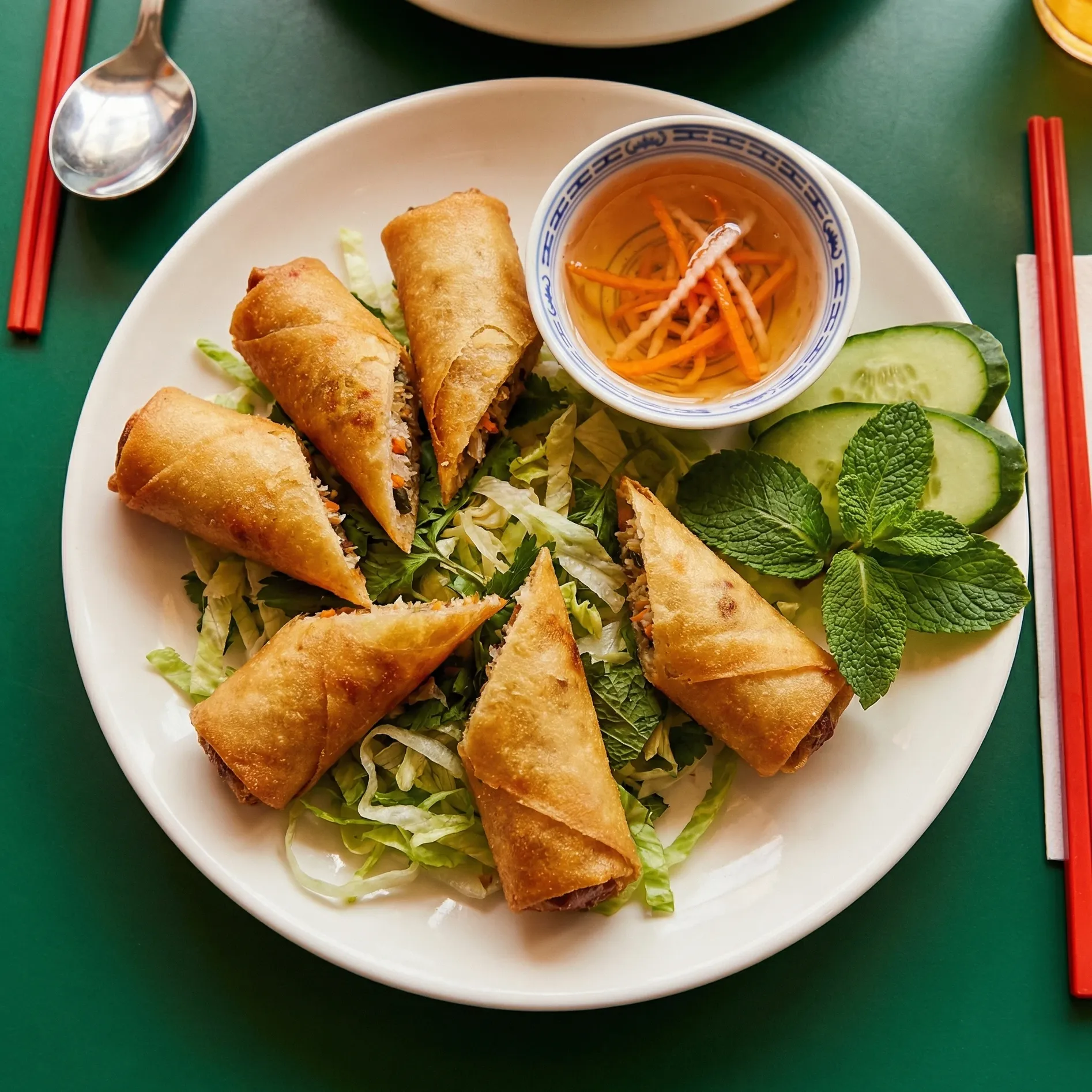 Vietnamese spring rolls Chả Giò — crispy fried spring rolls in Winnipeg at Kim Thanh Restaurant